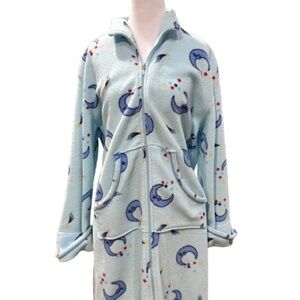 VTG 2000s Celestial Fleece Zip Up Robe Dreamy Kawaii Pajamas Cozy Size L 14-16P